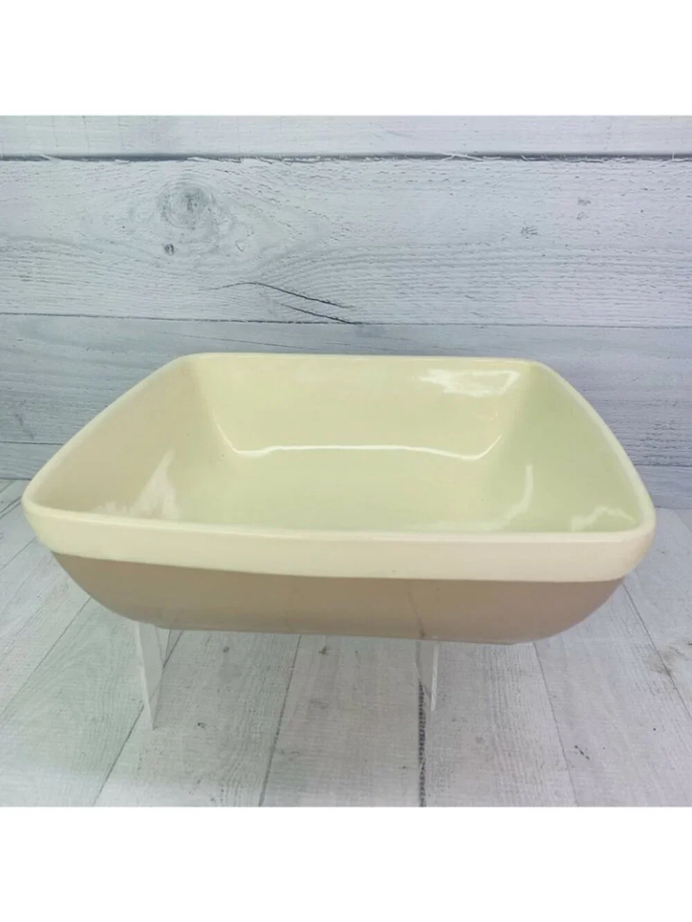 Natural Elements Beige Taupe 3 Qt Square Stoneware Lasagna Casserole Dish Pan